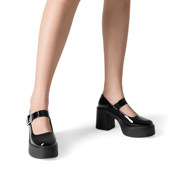 Platform Mary Jane Pumps - BLACK - 2